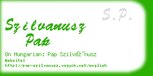 szilvanusz pap business card
